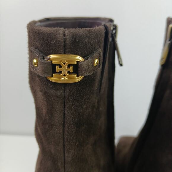 Sam Edelman SZ 11/42 Irie Calfskin Suede Square Toe Boots In Chocolate Brown - Picture 8 of 11